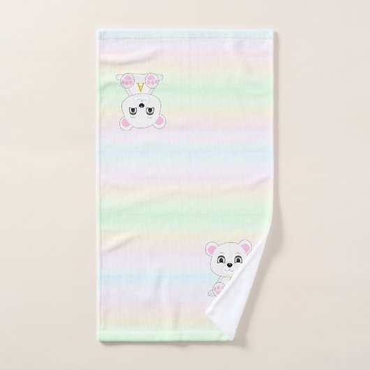 Stomme polaire beer op meerkleurige pasteltinten bad handdoek (Handdoek)