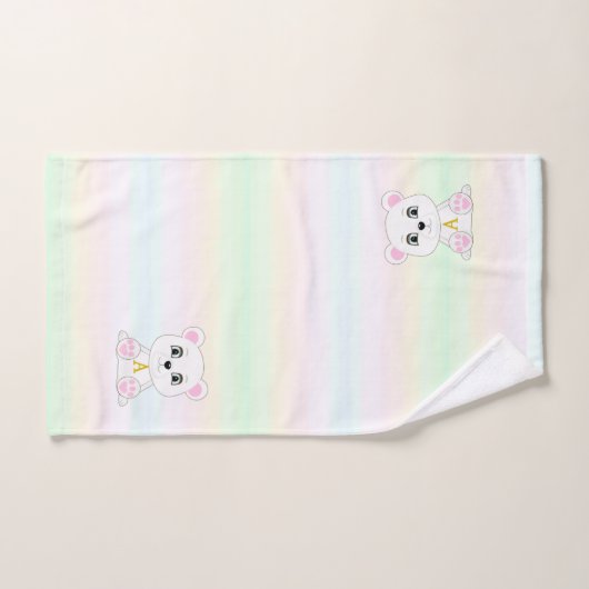 Stomme polaire beer op meerkleurige pasteltinten bad handdoek (Handdoek)