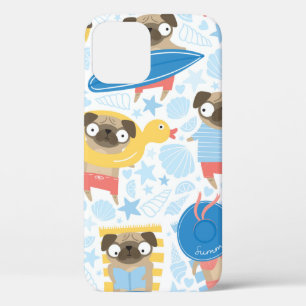 Stomme pugs op vakantie. patroon met cartoon Case-Mate iPhone case