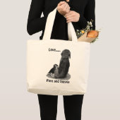 Stomme puppy beagle met mam zwart-wit grote tote bag (Voorkant (product))