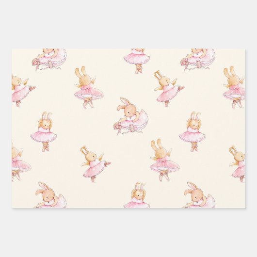 Stomme rabbit ballerina wrappers inpakpapier vel (Voorkant)