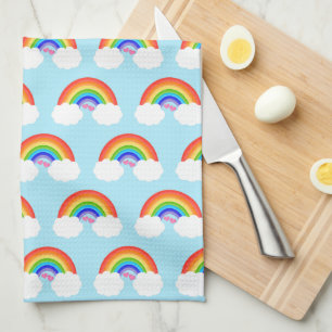 Stomme regenbogen met een hartpatroon theedoek
