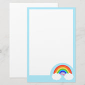 Stomme regenboog met witte wolken en roze harten briefpapier (Voorkant / Achterkant)