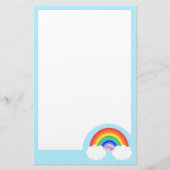 Stomme regenboog met witte wolken en roze harten briefpapier (Voorkant)