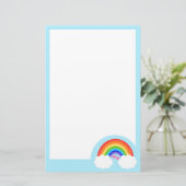 Stomme regenboog met witte wolken en roze harten briefpapier (Staand voorkant)