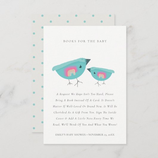 Stomme regenboogblauwe boten voor Baby shower Informatiekaartje (Voorkant / Achterkant)