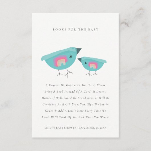 Stomme regenboogblauwe boten voor Baby shower Informatiekaartje (Voorkant)