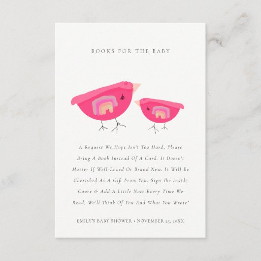 Stomme regenboogroze lichtbogen voor Baby shower Informatiekaartje (Voorkant)