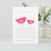 Stomme regenboogroze lichtbogen voor Baby shower Informatiekaartje (Staand voorkant)