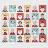 Stomme rendieren, Santa en Angel Blokken Cadeaupapier (Vlak)