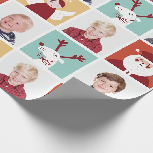 Stomme rendieren, Santa en Angel Blokken Cadeaupapier (Hoek)