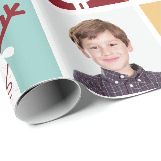 Stomme rendieren, Santa en Angel Blokken Cadeaupapier (Rol Hoek)