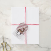 Stomme rendiermachine met aanpasbare sproeinlichte cadeaulabel (Met Touw)