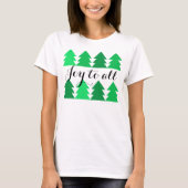 Stomme rijen groene kerstbomen met iedereen t-shirt (Voorkant)