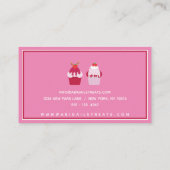 Stomme roze aardbeiensnokken, catering/bakkerij visitekaartje (Achterkant)