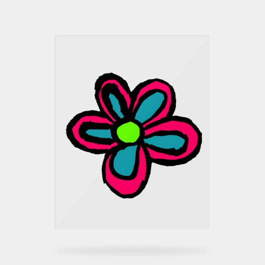 Stomme roze bloem acryl bord (Voorkant)