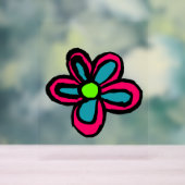Stomme roze bloem acryl bord (Neutraal)