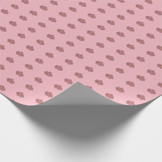 Stomme roze bloem cadeaupapier (Hoek)