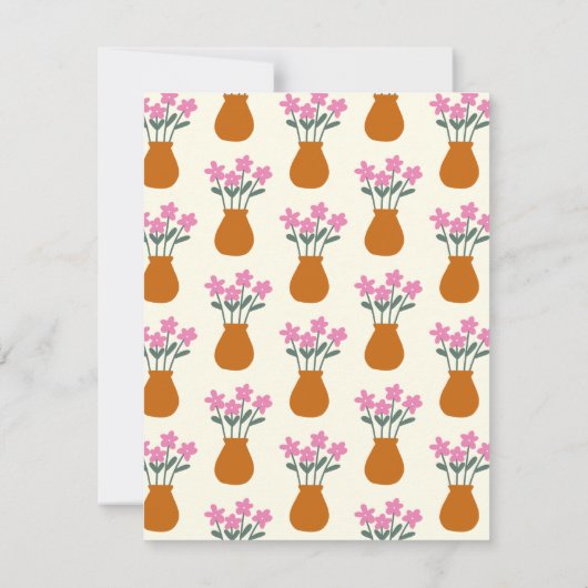 Stomme Roze Bloemen in Vase Gepersonaliseerde Naam Notitiekaartje (Achterkant)