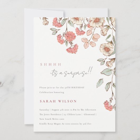 Stomme roze bloemen om het even welke leeftijd ver bedankkaart (Voorkant)