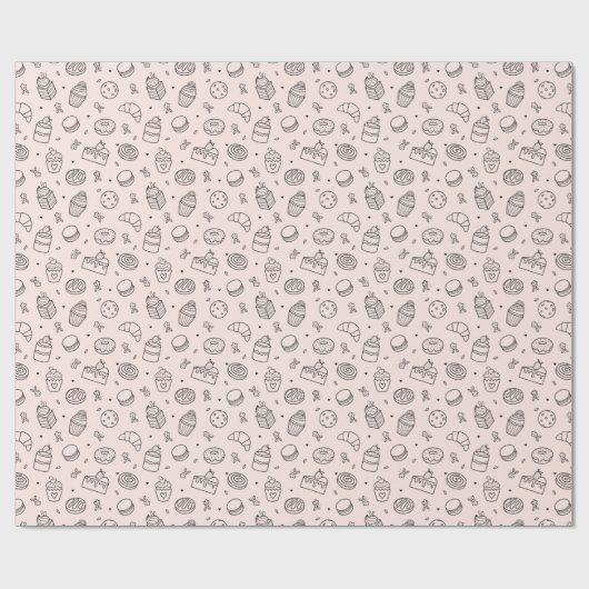 Stomme roze crüpcake Birthday Wrapping Paper Cadeaupapier (Vlak)