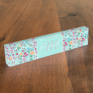 Stomme roze en blauw ontwerp van de Kleine Florenc Naambordje