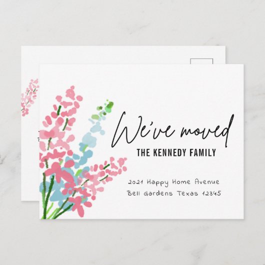 Stomme roze en blauwe Waterverf bloemen die we heb Aankondigingskaart (Voorkant / Achterkant)