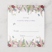 Stomme roze en paarse bloemen en buistraten plaatskaartje (Buitenkant ongevouwen)