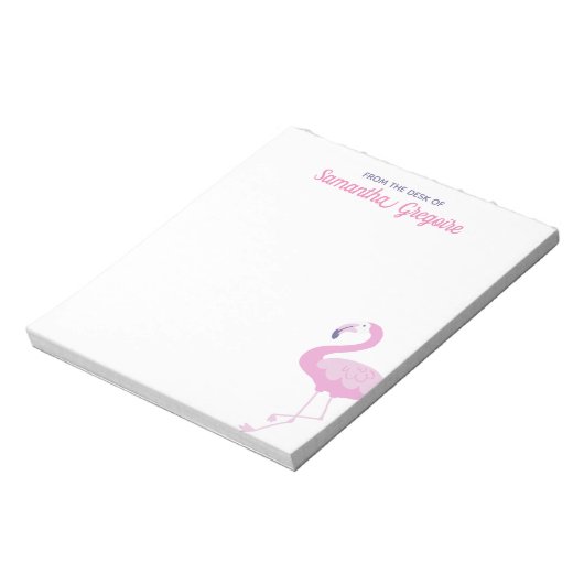 Stomme roze flamingo van het bureau van notitieblok (Linkerzijde)