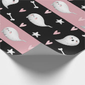 Stomme roze gestript geesten Harten en Botten Kind Cadeaupapier (Hoek)