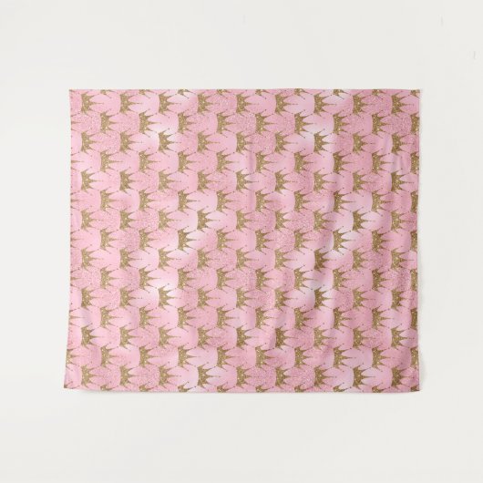 Stomme roze glitter Pricess betegeld Wandkleed (Voorkant (horizontaal))