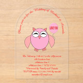 Stomme roze liefde die je op aangepaste bruiloft w acryl uitnodigingen (Voorkant)