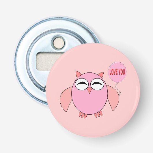 Stomme roze liefde voor de open flesopening button flesopener (Voorkant)