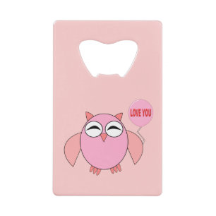 Stomme roze liefde voor de open flesopening creditkaart flessenopener