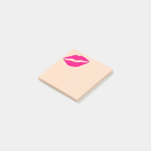 Stomme roze lippenstift kussenpapier post-it® notes (Schuin)