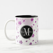 Stomme roze najaarbladeren toevoegen Jouw naam Tweekleurige Koffiemok (Links)