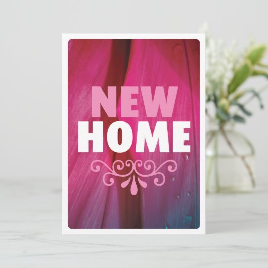 Stomme roze nieuwe uitnodiging voor huisverwarming (Staand voorkant)