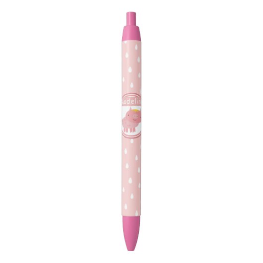 Stomme roze piglet - Aangepaste naam Zwarte Inkt Pen (Voorkant Verticaal)