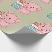 Stomme roze piglet met cadeaudoos cadeaupapier (Hoek)