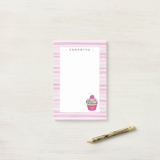 Stomme roze post-it® notes (Op bureau)