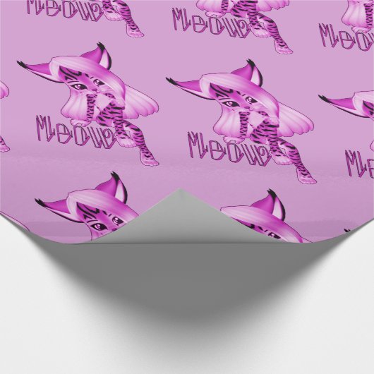 Stomme roze tijgerkattenpapier cadeaupapier (Hoek)