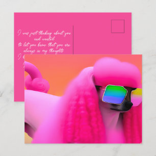 Stomme roze zonnebril denken aan jou briefkaart