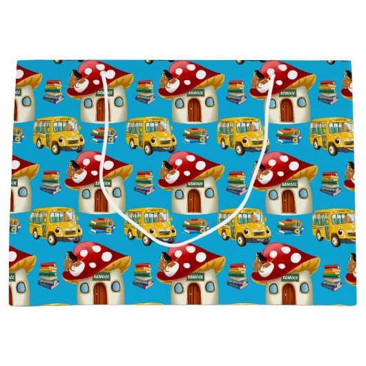 Stomme schoolbuspatroontas groot cadeauzakje (Voorkant)