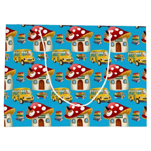 Stomme schoolbuspatroontas groot cadeauzakje (Achterkant)