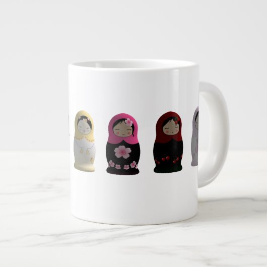 Stomme set van morsen voor vrouwen Matryoshka nest Grote Koffiekop (Voorkant rechts)