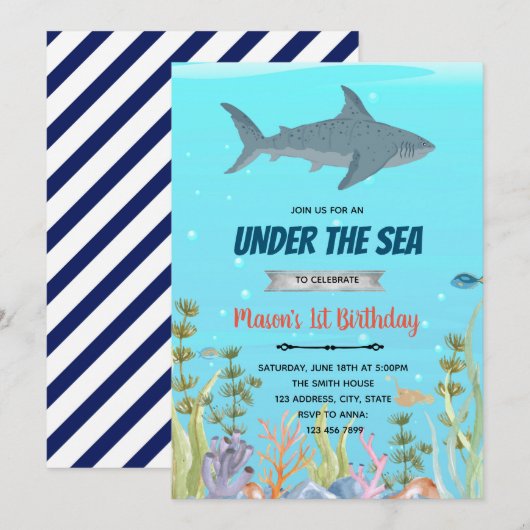 Stomme shark verjaardagsdouche feestdagenkaart (Voorkant / Achterkant)