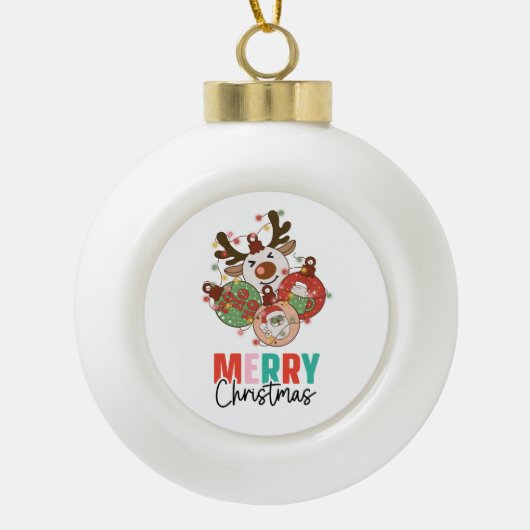 Stomme siervoorwerpen - Kerst van Merry Keramische Bal Ornament (Voorkant)