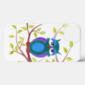 Stomme slaperige uil op een cartoon Case-Mate iPhone case (Achterkant (horizontaal))