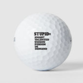 Stomme = slimme getalenteerde unieke persoon in de golfballen (Voorkant)