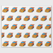 Stomme sportevenbrandwagen |Kies achtergrondkleur Cadeaupapier (Vlak)